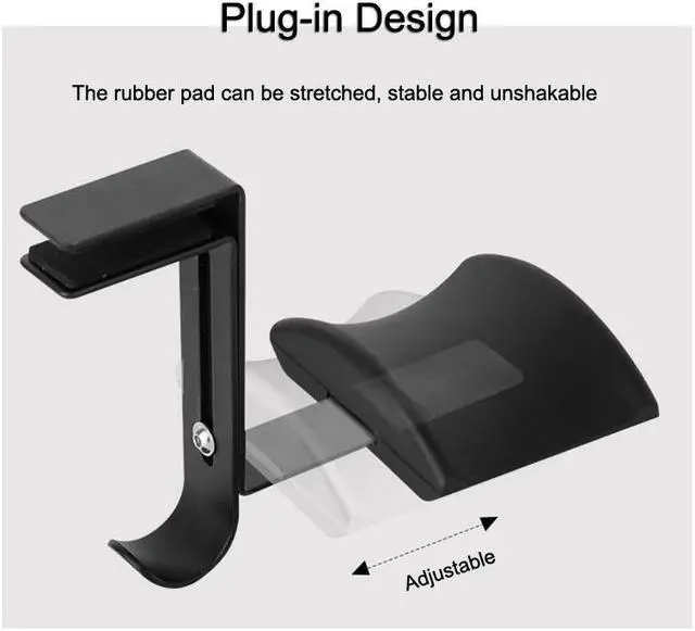 Alt view image 5 of 6 - Aluminum Universal Headphone Hook Stand Headset Holder Desk Display Holder Headset Hang Rack Mount For Gamers Computer Desk Bracket