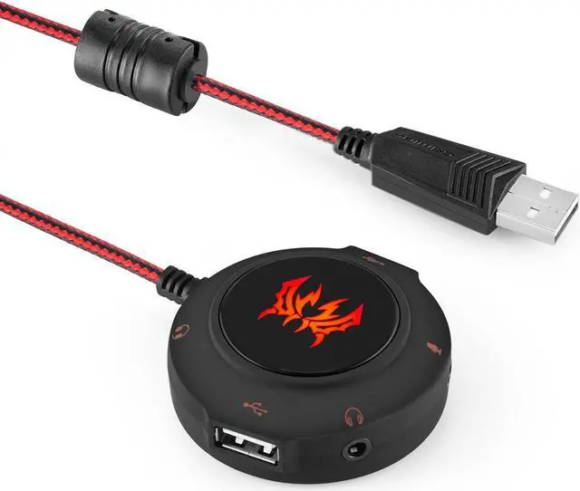 Main image of USB 2.0 Sound Card HUB Stereo Headphones Microphone Adapter 3D Surround Sound External Audio Converter Independent Drive Free 7.1 Sound for PC Laptops PS4