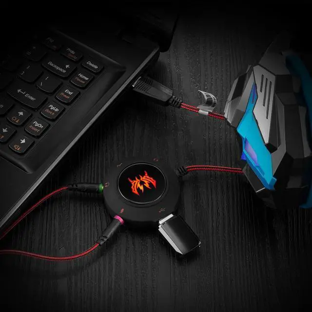 Alt view image 5 of 7 - USB 2.0 Sound Card HUB Stereo Headphones Microphone Adapter 3D Surround Sound External Audio Converter Independent Drive Free 7.1 Sound for PC Laptops PS4