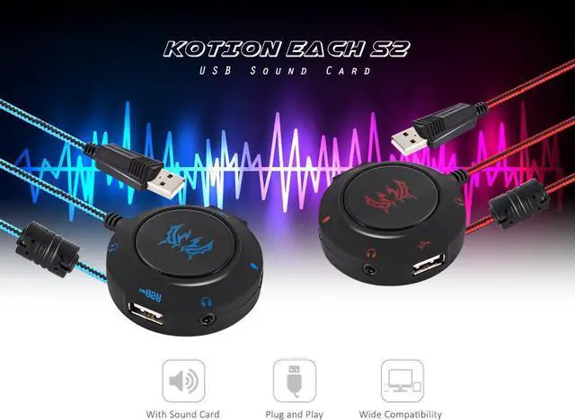 Alt view image 6 of 7 - USB 2.0 Sound Card HUB Stereo Headphones Microphone Adapter 3D Surround Sound External Audio Converter Independent Drive Free 7.1 Sound for PC Laptops PS4