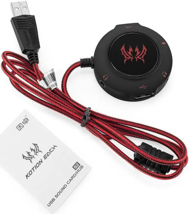 Alt view image 7 of 7 - USB 2.0 Sound Card HUB Stereo Headphones Microphone Adapter 3D Surround Sound External Audio Converter Independent Drive Free 7.1 Sound for PC Laptops PS4