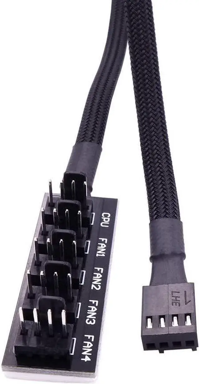 Alt view image 2 of 7 - 4-Pin PWM Fan Power Supply Cable 1 to 5 Splitter 5 Way PC Case Internal Motherboard Fan Power Extension Cable Cord Wire for ATX Computer Case 4-Pin and 3-Pin Cooling Fans (13 inch, Black)
