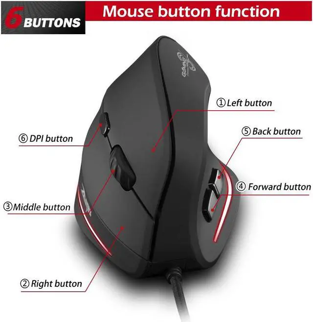 Alt view image 3 of 7 - USB Wired Vertical Optical Gaming Mouse Ergonomic 4 Gears 3200 DPI 6 Buttons Gaming Mice for Laptop Desktop PC Computer eokCXOY