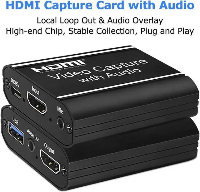 Alt view image 2 of 7 - Video Capture Card with Loop Out, Video Capture with Audio, 4K HDMI Game Capture USB 2.0 Record Capture Card Device for Live Streaming Broadcasting, Video Conference, Gaming for PS3/4, Switch, DSLR