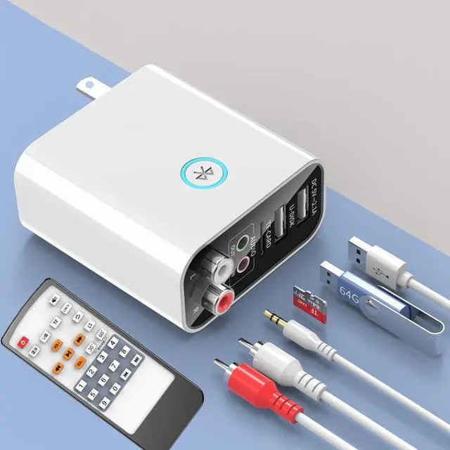 Alt view image 2 of 7 - 2 In 1 Bluetooth 5.0 Receiver Transmitter 3.5mm Aux L/R RCA Wireless Audio Adapter U Disk/TF Play Support APP Control USB Charger
