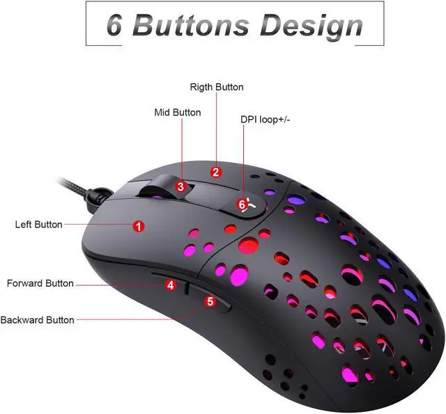 Alt view image 2 of 7 - New Programmable Ergonomic RGB Wired Gaming Mouse 125Hz LED 8000DPI USB Computer Mouse Gamer Mice 12G Mause With Backlight For PC Laptop (Sound Vision)