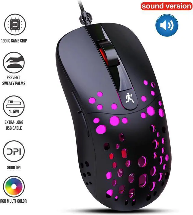 Main image of New Programmable Ergonomic RGB Wired Gaming Mouse 125Hz LED 8000DPI USB Computer Mouse Gamer Mice 12G Mause With Backlight For PC Laptop (Sound Vision)
