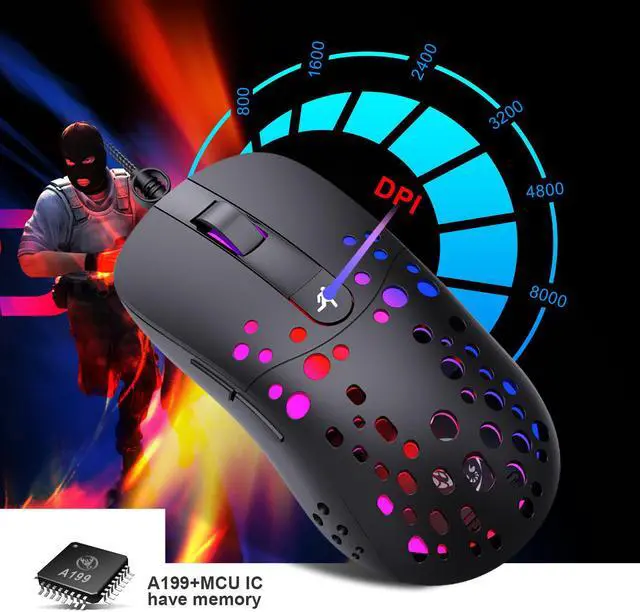 Alt view image 6 of 7 - New Programmable Ergonomic RGB Wired Gaming Mouse 125Hz LED 8000DPI USB Computer Mouse Gamer Mice 12G Mause With Backlight For PC Laptop (Sound Vision)