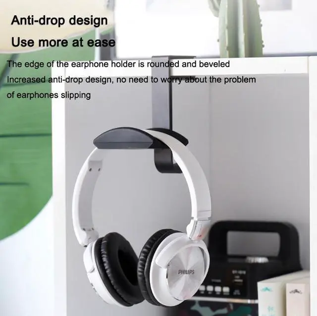 Alt view image 4 of 6 - Aluminum Universal Headphone Hook Stand Headset Holder Desk Display Holder Headset Hang Rack Mount For Gamers Computer Desk Bracket