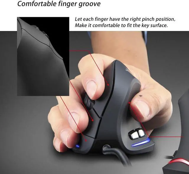 Alt view image 6 of 7 - USB Wired Vertical Optical Gaming Mouse Ergonomic 4 Gears 3200 DPI 6 Buttons Gaming Mice for Laptop Desktop PC Computer eokCXOY
