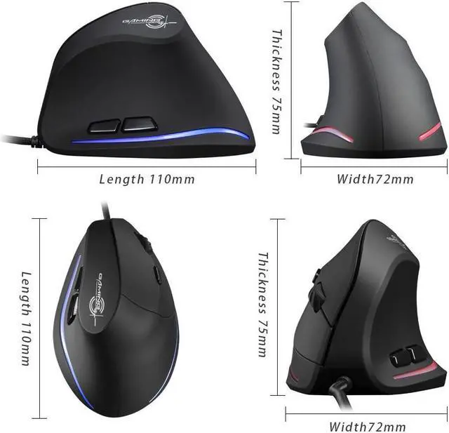 Alt view image 7 of 7 - USB Wired Vertical Optical Gaming Mouse Ergonomic 4 Gears 3200 DPI 6 Buttons Gaming Mice for Laptop Desktop PC Computer eokCXOY