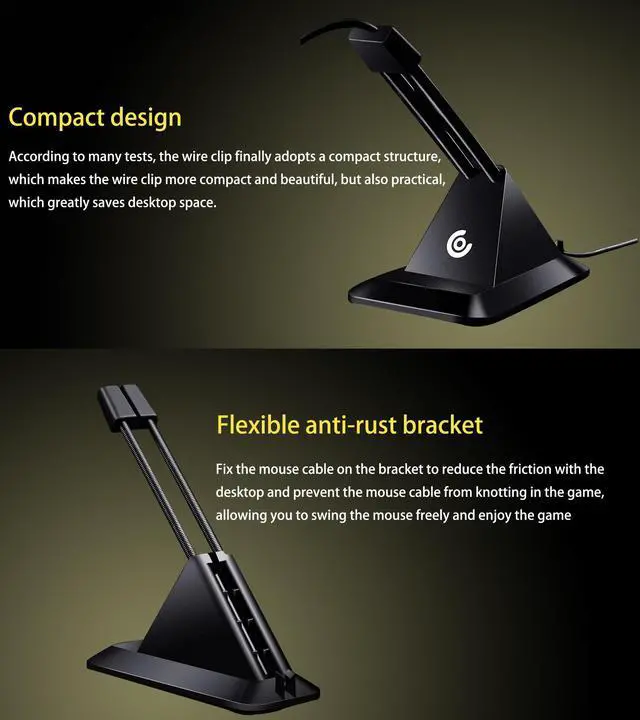 Alt view image 4 of 7 - CASETHRONE Wired Mouse Cord Clamp 2.0 Gaming Mouse Cord Holder Clamp Cord Organizer Desktop Management Mouse Accessories