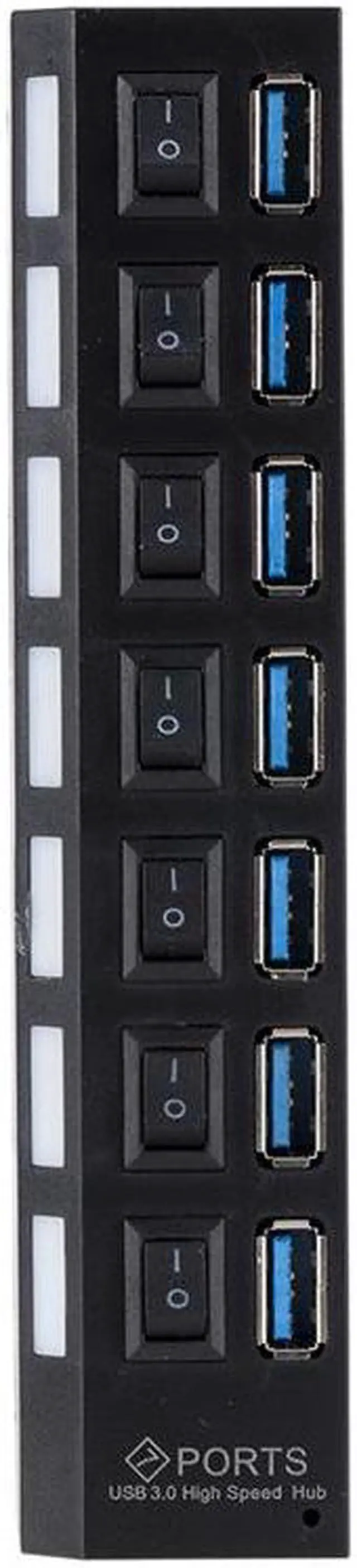 Alt view image 5 of 6 - USB 3.0 Hub 5Gbps High Speed Multi USB Splitter 7 Port Multiple Expander Hub With Switch For PC Laptop with Power Adapter