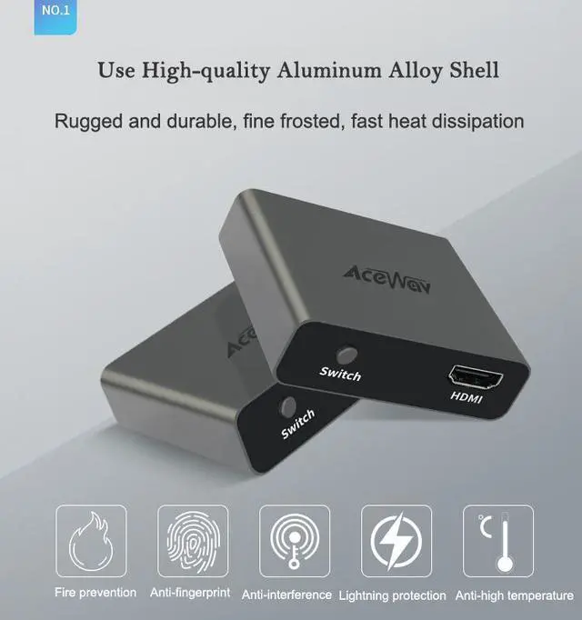 Alt view image 2 of 7 - HDMI Switch Splitter 4K@60Hz 1080P Switch Bi-Direction 1x2/2x1 Adapter HDMI Switcher for PS4/3 TV Box Nitendo Switch