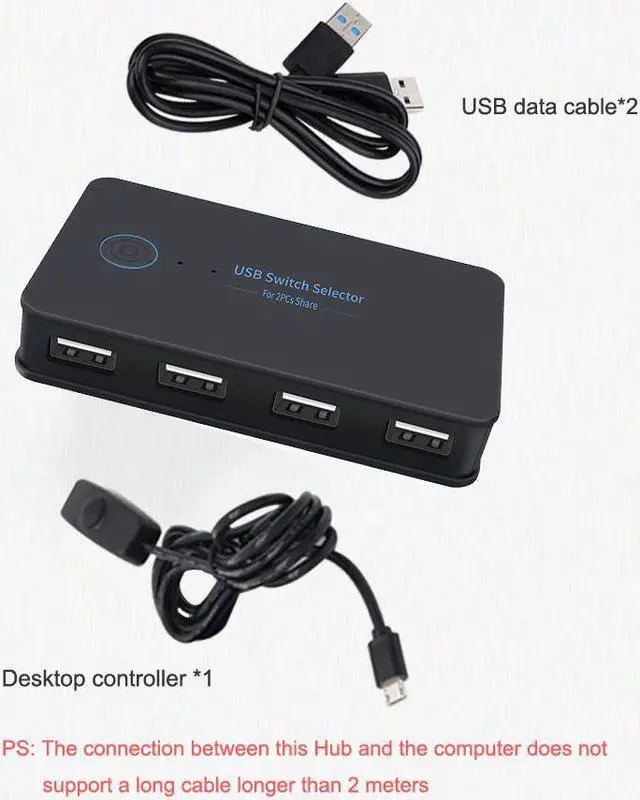 Alt view image 6 of 7 - USB KVM Switch Selector 2 Computers 4-Port USB 2.0 Peripheral Sharing Switch Hub Adapter for Keyboard, Mouse, U-disk, Printer, KVM One-Second Switcher Compatible with Mac / Windows / Linux