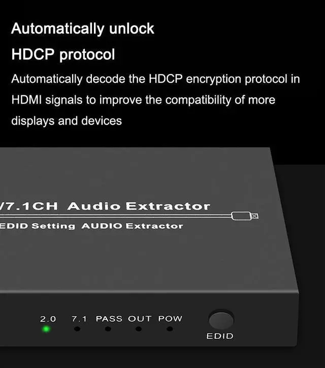 Alt view image 5 of 7 - 4K@30HZ HDMI Audio Extractor Splitter HDMI 2CH/7.1 CH Audio Output 3D EDID Digital / Analog Audio Extraction
