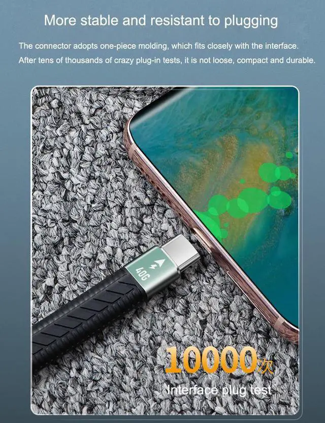 Alt view image 6 of 7 - 0.49ft/150mm PD 100W ThunderBolt 3 Cable FPC Type C to C Flexible Circuit Board Data Line Lightning 3 Data Lines 40G ThunderBolt 3 Type-C3.1 eokCXOY