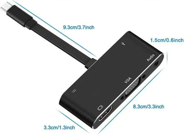 Alt view image 7 of 7 - USB C to HDMI VGA Adapter, Type C Hub Adapter with 4K USB C to HDMI, USB C to VGA, USB 3.0 Port, Audio and Charging Port Compatible with Samsung S9/S8/Note 9/8/Apple MacBook/Nintendo Switch