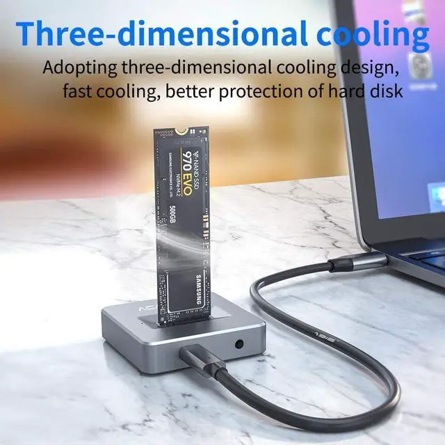 Alt view image 2 of 6 - Type-c to NVME Enclosure Docking Station USB 3.1 Gen 2 For SSD, USB to M2 SSD Key M Heat Sink included