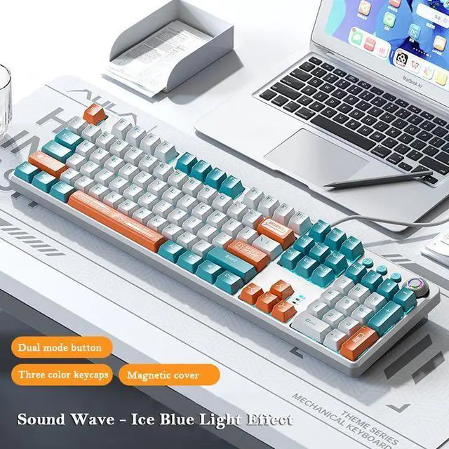 Alt view image 2 of 7 - 108 keys Wired Mechanical Keyboard RGB Gaming Keyboard Gamer E-Sports Accessory Magnetic Suction Upper Cover for Computer Pc Brown Switch Orange