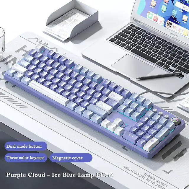 Alt view image 2 of 7 - 108 keys Wired Mechanical Keyboard RGB Gaming Keyboard Gamer E-Sports Accessory Magnetic Suction Upper Cover for Computer Pc Brown Switch Purple