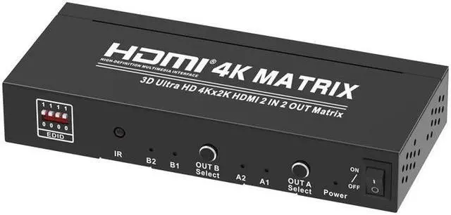 Alt view image 2 of 7 - 4K*2K@60Hz 2x2 HDMI Matrix Switcher 4K HDMI Video Switch SPDIF Stereo Audio Extractor Adapter 3D Switcher 2 in 2 Out HDMI Splitter for PS4/PS3 TV Box