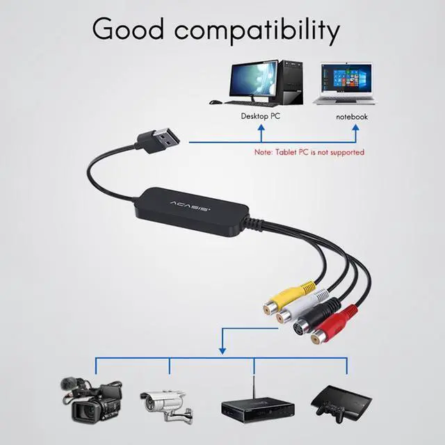 Alt view image 6 of 7 - USB 2.0 Audio Video Converter Capture Card Adapter Grabber Transfer USB2.0 to AV Video Single-Channel Capture Card VHS VCR USB TV Hi8 Game S Video to Digital DVD