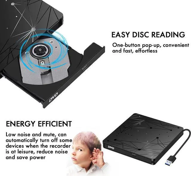 Alt view image 2 of 7 - USB 3.0 External DVD Burner Writer Recorder DVD RW Optical Drive CD/DVD ROM Player MACs OS Windows XP/7/8/10