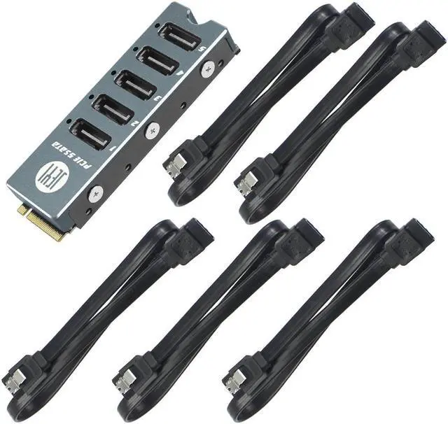 Alt view image 2 of 7 - SATA Disk Array Card JMS585-Slim 5 Ports SATA3 for M. 2 Nvme PCI-E to SATA 3.0 16G JMB585 Chip W/ Radiator Support ThunderBolt3