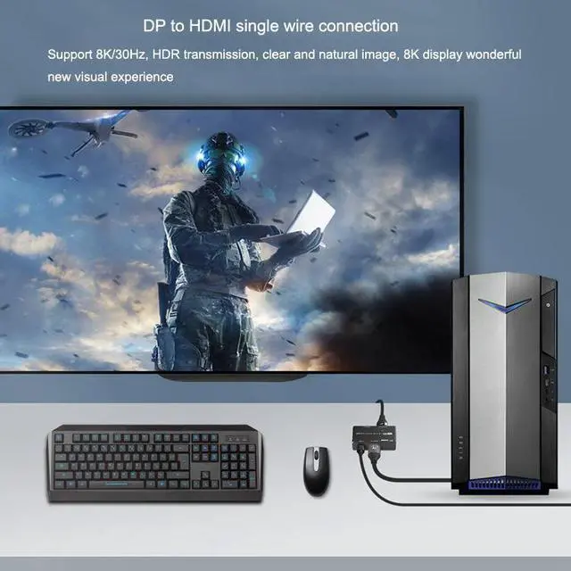 Alt view image 4 of 7 - 8K Displayport to HDMI + DP Splitter DP to HDMI Converter DP 8K@30Hz 4K@120Hz High speed 32.4Gbps for (DP HD) Dual Port Simultaneous Displays Support SST and MST eokCXOY