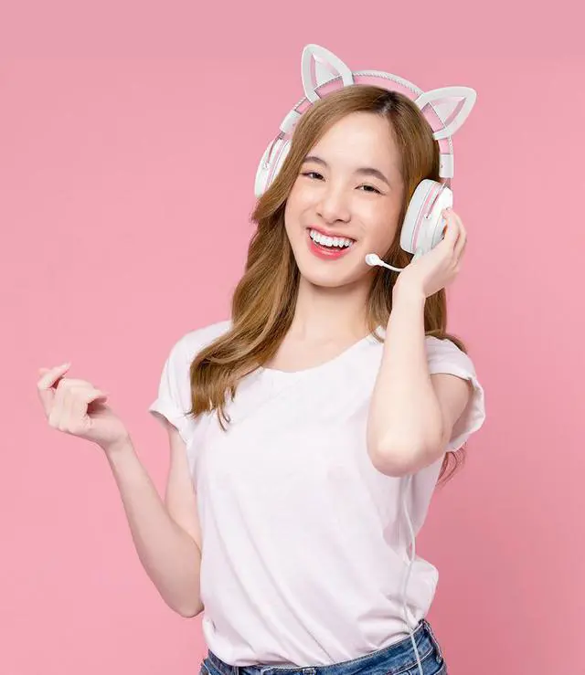 Alt view image 6 of 7 - NEW RGB Wired Gaming Headset Over-Ear Headphones with Removable Omnidirectional HD Microphone Pink Earphones For PC Laptop PS4 XBOX