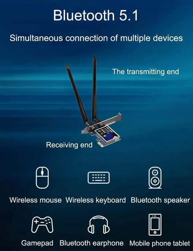 Alt view image 6 of 7 - PCI-E AX3000 Dual-band PCI Express Wireless Network Card Bluetooth 5.1 Gaming 3000M WIFI6 Network Card Intel AX200 Chip Support MU-MIMO Only Support Windows 10 (64-bit ) eokCXOY