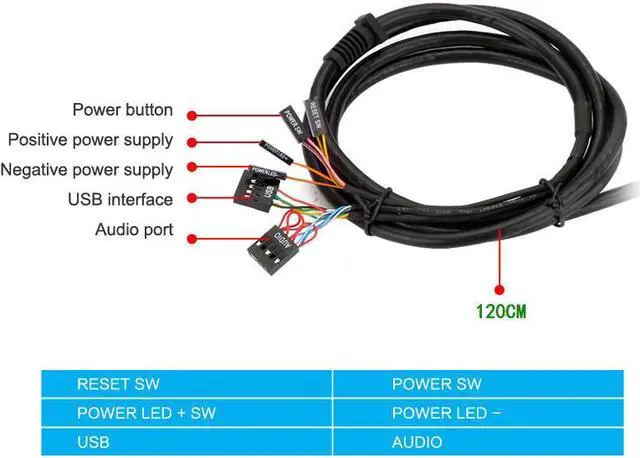 Alt view image 6 of 7 - USB 2.0 Multifunction Desktop PC Switch With Audio Sound Computer Switch External Power Switch Reset Button Plug and Play