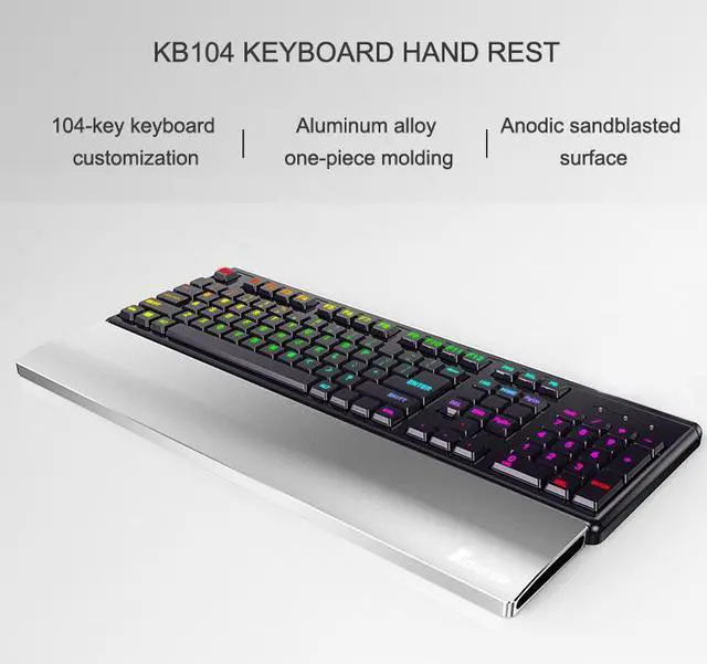 Alt view image 3 of 7 - Aluminum Alloy Electronics Keyboard Wrist Rest Pad Hand Support for 104 Key Keyboards (17.32 * 3.35 inch) Keyboard Accessories
