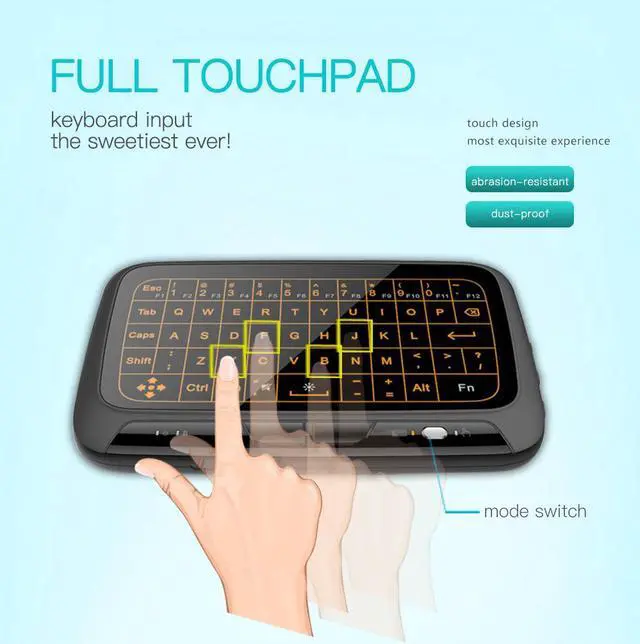 Alt view image 3 of 7 - Wireless Full Screen Touch 2.4GHz Keyboard Touchpad Air Mouse Mini Keyboard with Backlight Function For Smart TV PS3