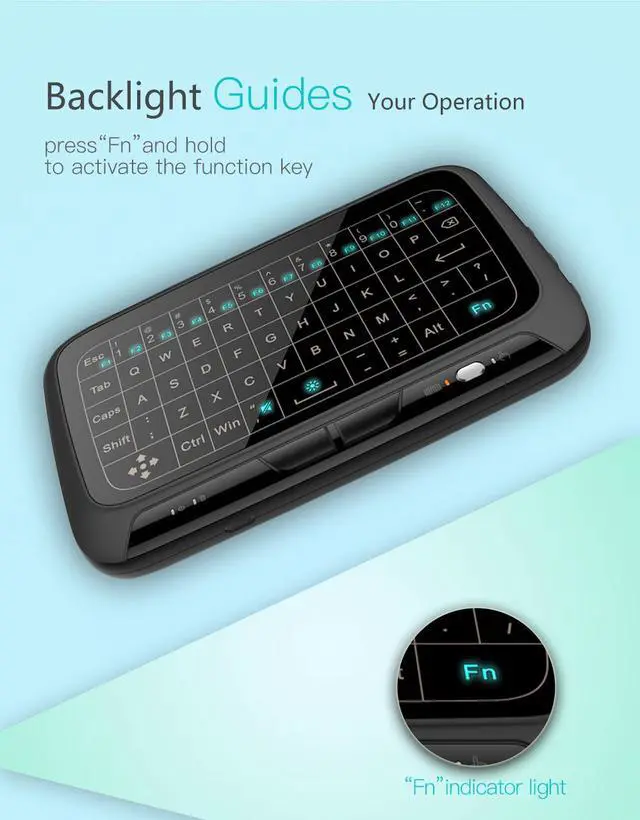 Alt view image 5 of 7 - Wireless Full Screen Touch 2.4GHz Keyboard Touchpad Air Mouse Mini Keyboard with Backlight Function For Smart TV PS3