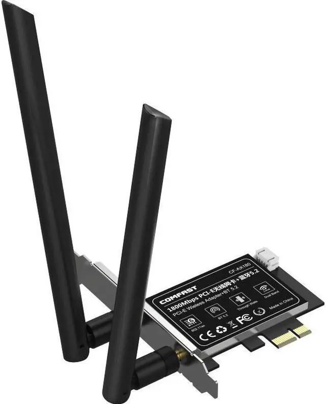 Alt view image 2 of 7 - High Speed Wifi 6 PCI-E Wireless Adapter Dual Band 1800Mbps 801.ax Network Card Bluetooth 5.2 With Extended Base Only for Win10/11 64bit