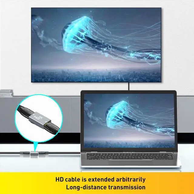Alt view image 5 of 6 - 8K@60Hz HDMI Female to Female Extension Adapter Converter Extender HDMI Cable Cord for PC TV Projector