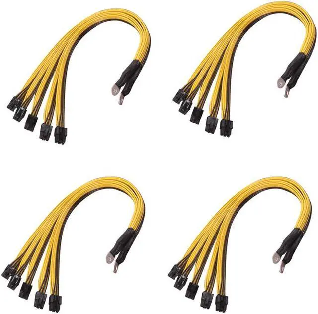 Main image of 4Pcs 15.7inch 6Pin Connector Sever Power Supply Cable PCIe Express for P3 S7 S9 S11 Bitmain Miner Machine Support Miner PSU Cable