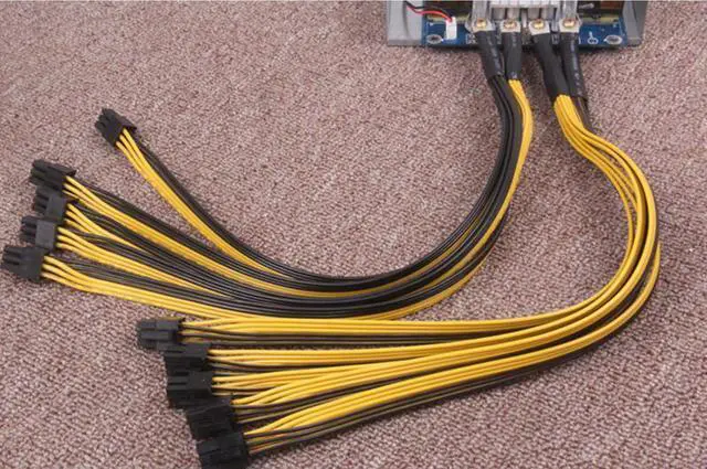 Alt view image 2 of 6 - 4Pcs 15.7inch 6Pin Connector Sever Power Supply Cable PCIe Express for P3 S7 S9 S11 Bitmain Miner Machine Support Miner PSU Cable