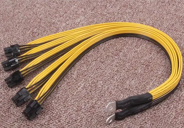 Alt view image 4 of 6 - 4Pcs 15.7inch 6Pin Connector Sever Power Supply Cable PCIe Express for P3 S7 S9 S11 Bitmain Miner Machine Support Miner PSU Cable