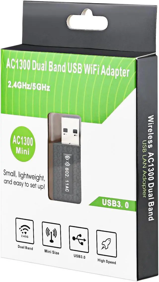 Alt view image 7 of 7 - USB WiFi Adapter 1300M Wireless USB WiFi Dongle USB Dual Band Wireless 2.4G/5.8G Network Card with RTL8192 Chipset