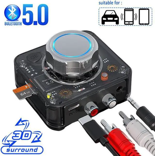 Main image of Bluetooth 5.0 Audio Receiver 3D Stereo Music Wireless Adapter TF Card RCA 3.5mm 3.5 AUX Jack For Car kit Wired Speaker Headphone