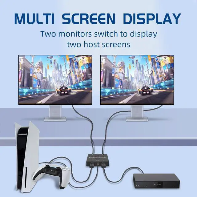 Alt view image 6 of 7 - 8K HDMI2.1 Switch & Splitter 2 In 2 Out Video Switcher 2*2 Video Matrix 8K@60Hz 4K@120Hz Splitter EDID Dynamic HDR Multi Screen