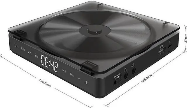 Alt view image 7 of 7 - Portable CD Player Double Headphone Version 3.5mm Jack Contact Button Reproductor CD Walkman Rechargeable Shockproof LCD Display