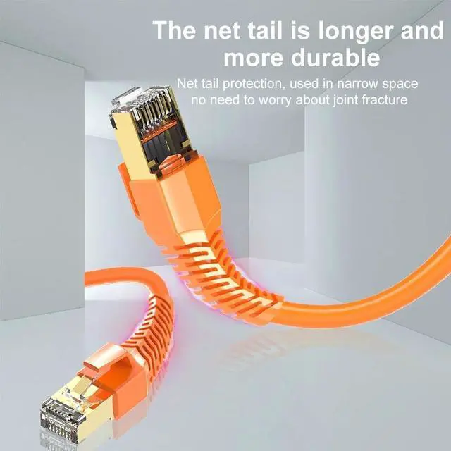 Alt view image 6 of 7 - 16.4FT/5M Orange Cat8 Ethernet Cable SSTP Super Speed 40Gbps 2000MHz RJ45 Network Lan Patch Cord for PC Modem Router RJ 45 Ethernet Cable