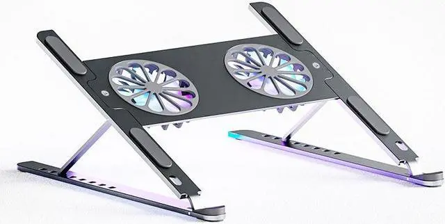 Main image of Aluminum Alloy Foldable Laptop Tablet Stand Adjustable Notebook Bracket With Cooling Fan Heat Dissipation For 10-17.3 inch Notebook MacBook Air Pro HP DELL Cooler