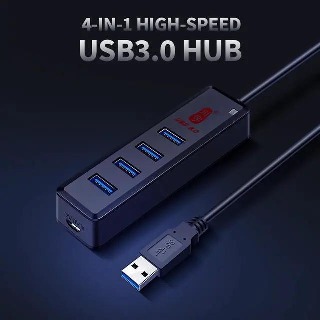 Alt view image 3 of 7 - 4 Ports High-speed USB3.0 Hub USB3.0 External Hub Converter 1 to Splitter Built-in DC Power Port Support Mouse Keyboard U Disk Hard Disk USB