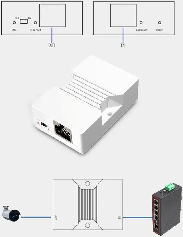 Alt view image 4 of 7 - Poe Signal Extender Ethernet data Enhancement Repeater Amplifier for 10M/100M Rj45 Extend (10M/328ft 100M/656ft)