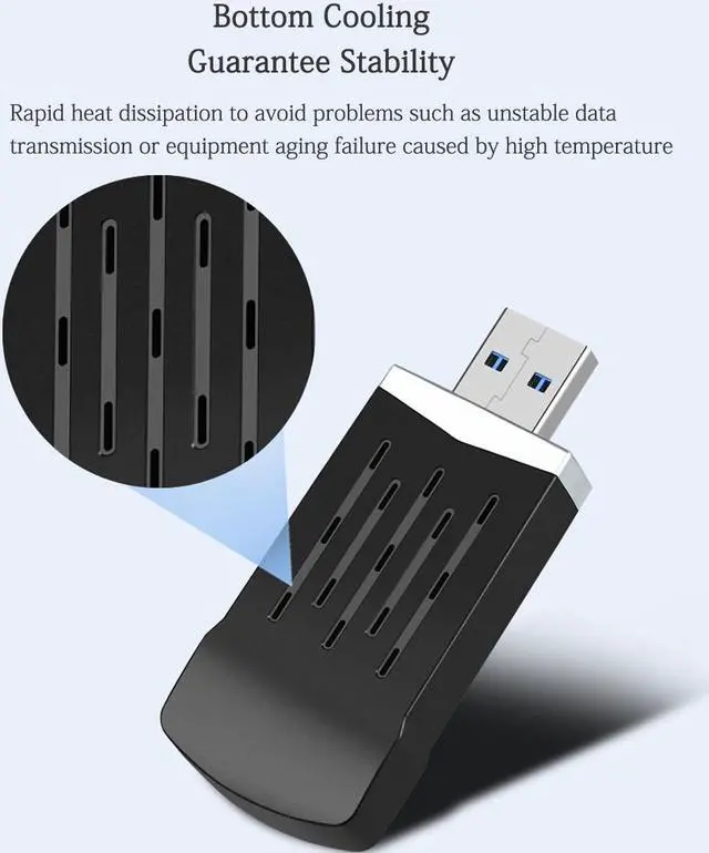 Alt view image 6 of 7 - USB3.0 Dual Frequency USB Gigabit Wireless Network Card 2.4G/5.8G Dual Band Driver-free AC1300M WiFi Network Card